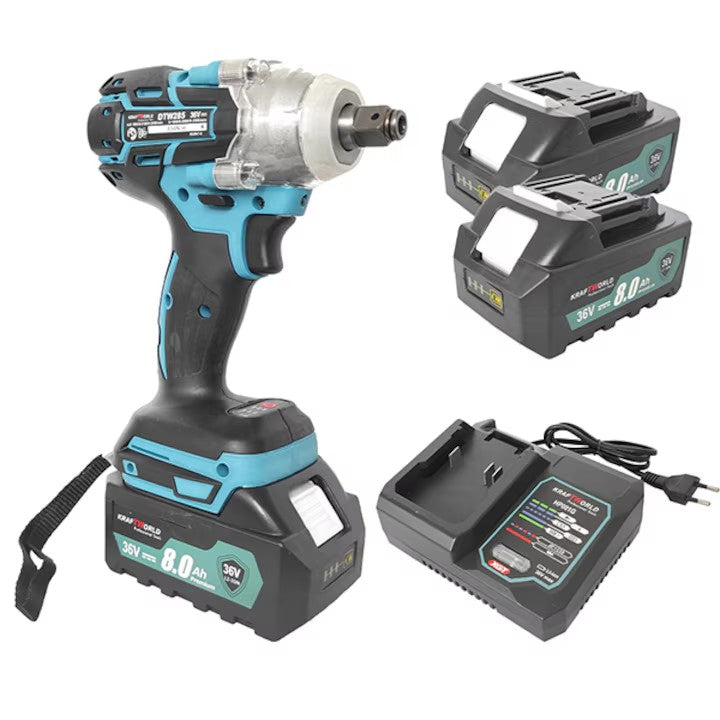 Trusa Mașină de Înșurubat cu Impact, Bormasina, AT PERFORMANCE®, 36V cu 2X Acumulator, 850Nm, 40 Accesorii, Albastru/Negru